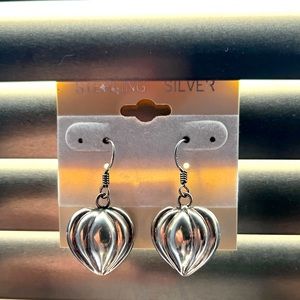 Sterling Silver heart shaped dangle earrings